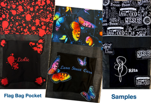 *A - Custom Name Embroidered on Designer Flag Bags or Totes